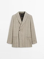 Check print shawl collar blazer