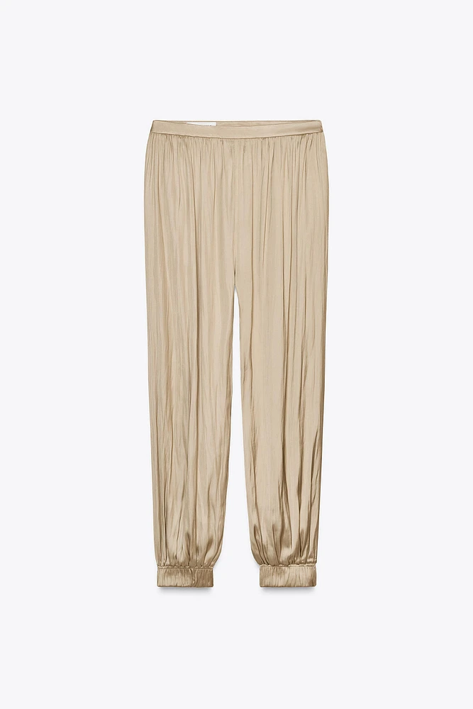 SATIN BOMBER PANTS