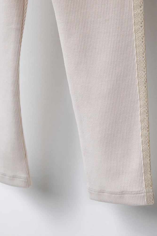 LACE BAND RIBBED LEGGINGS