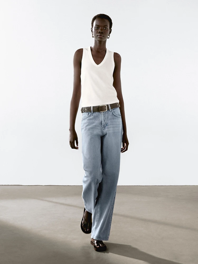 T-shirt sans manches en coton mercerisé