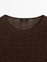 Short sleeve T-shirt with gathered detail