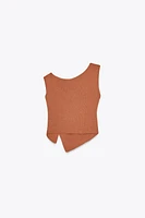 OFF-THE-SHOULDER RUCHED KNIT TOP