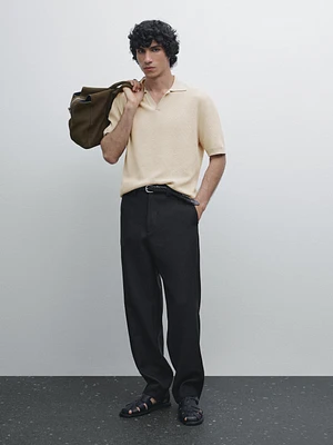 Pull polo contrastant 100 % coton