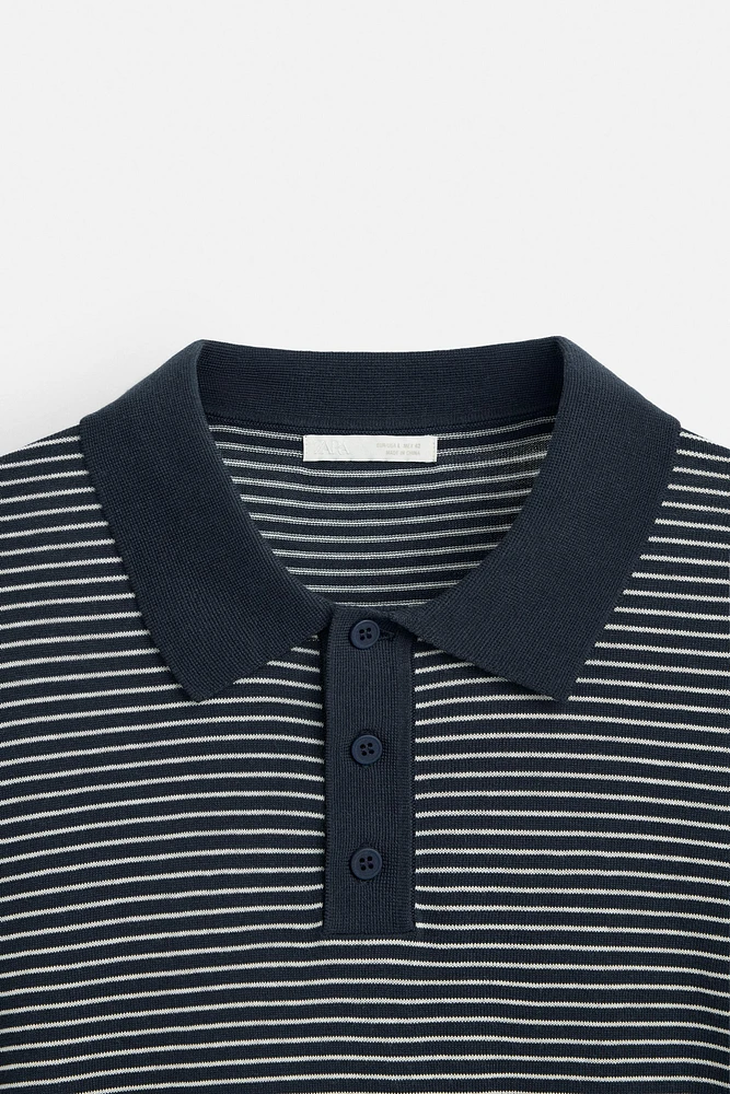 STRIPED KNIT POLO SHIRT