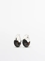 Ring earrings with natural stone