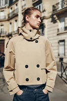 SHORT TRENCH COAT WITH DETACHABLE HOOD