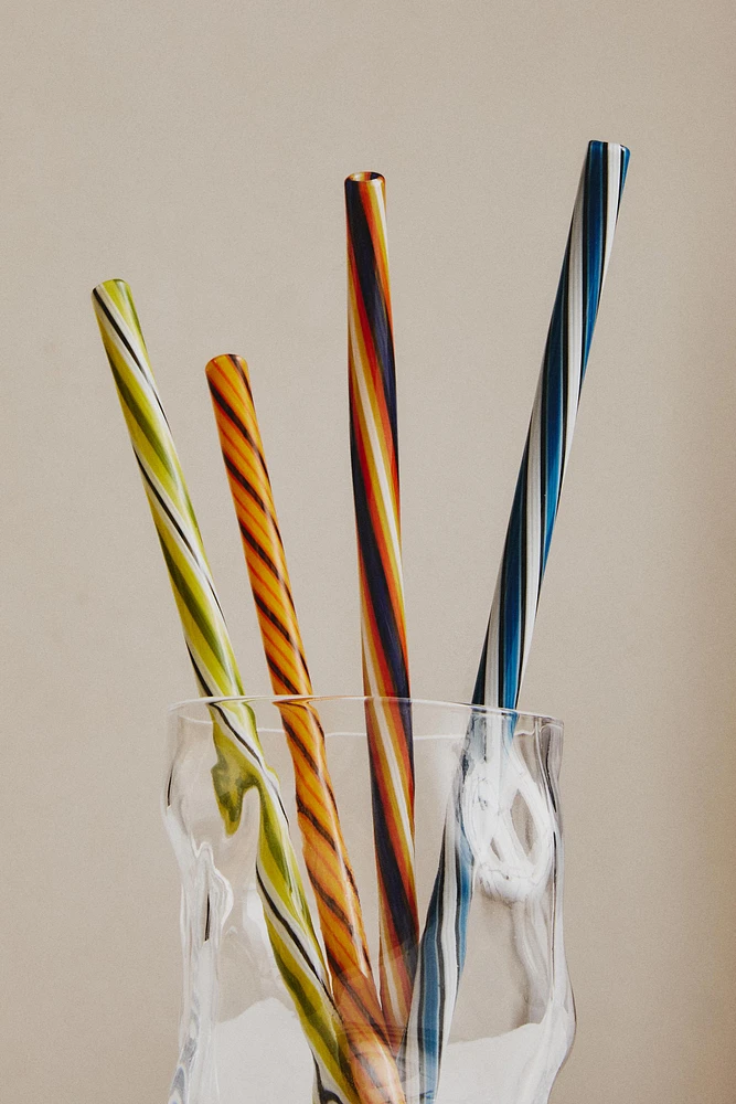 SET OF SPIRAL GLASS STRAWS (SET OF 4)