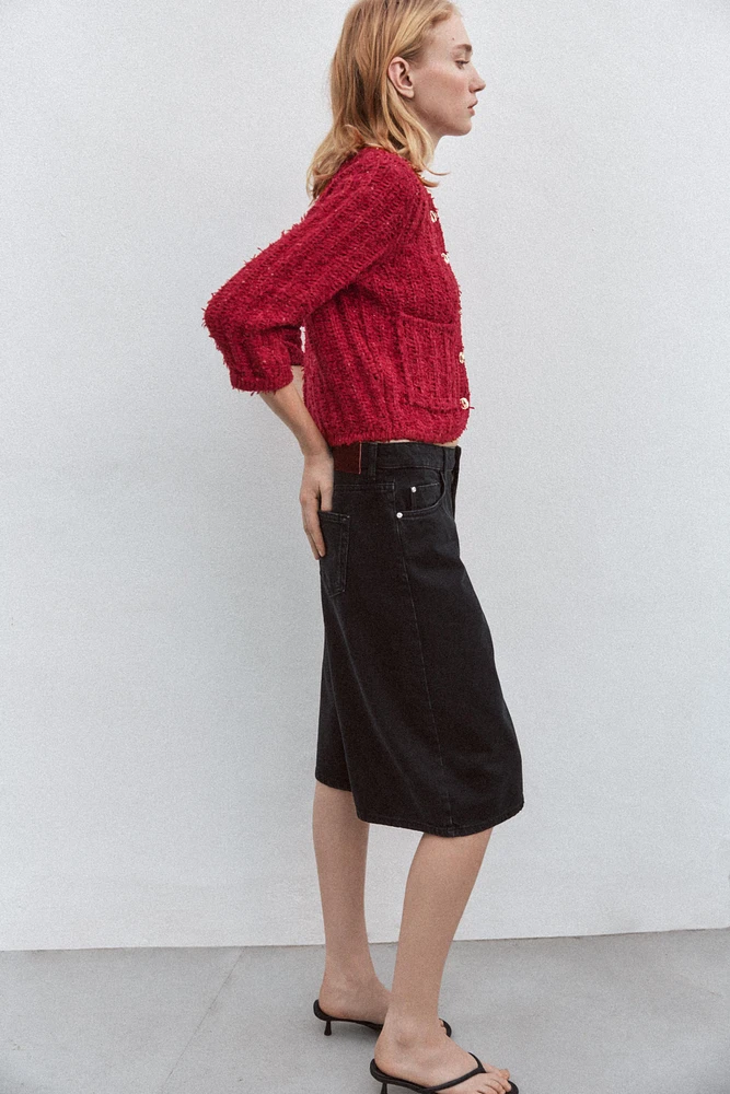 KNIT CARDIGAN WITH ELBOW-LENGTH SLEEVES