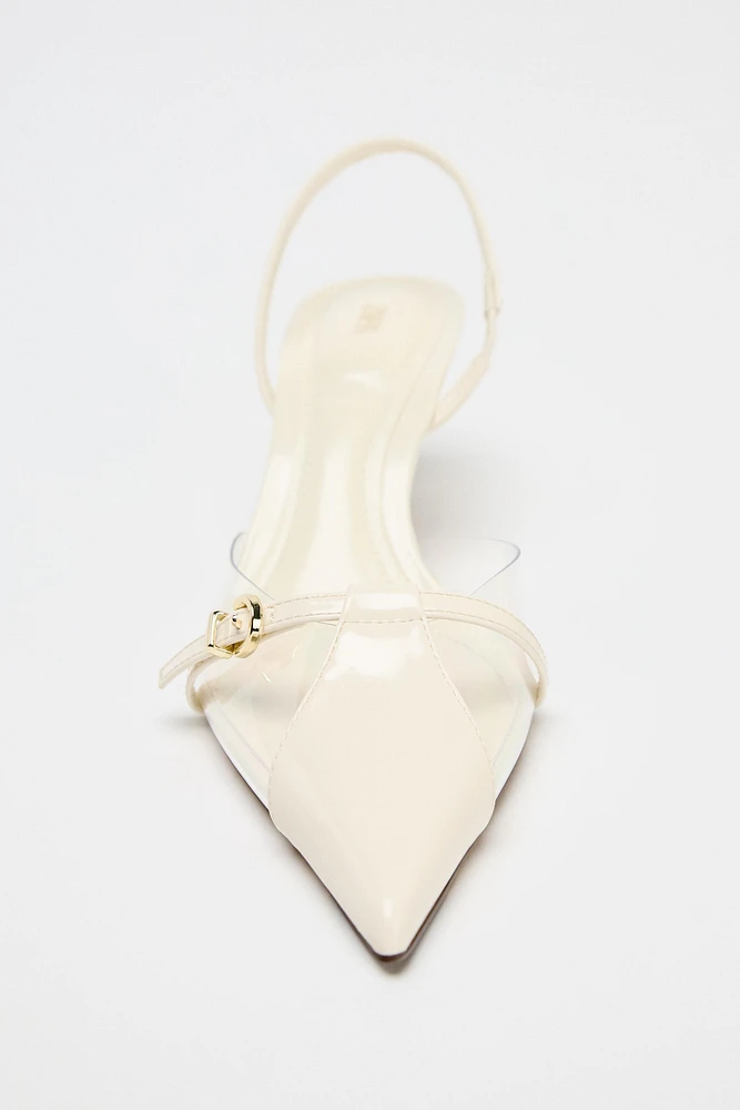 VINYL BUCKLE SLINGBACKS