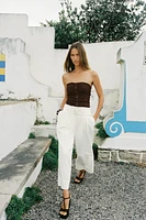 TOP BUSTIER PLIS AVEC LIN