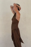 TEXTURED DRAPED HALTER TOP