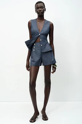 LINEN PEPLUM VEST