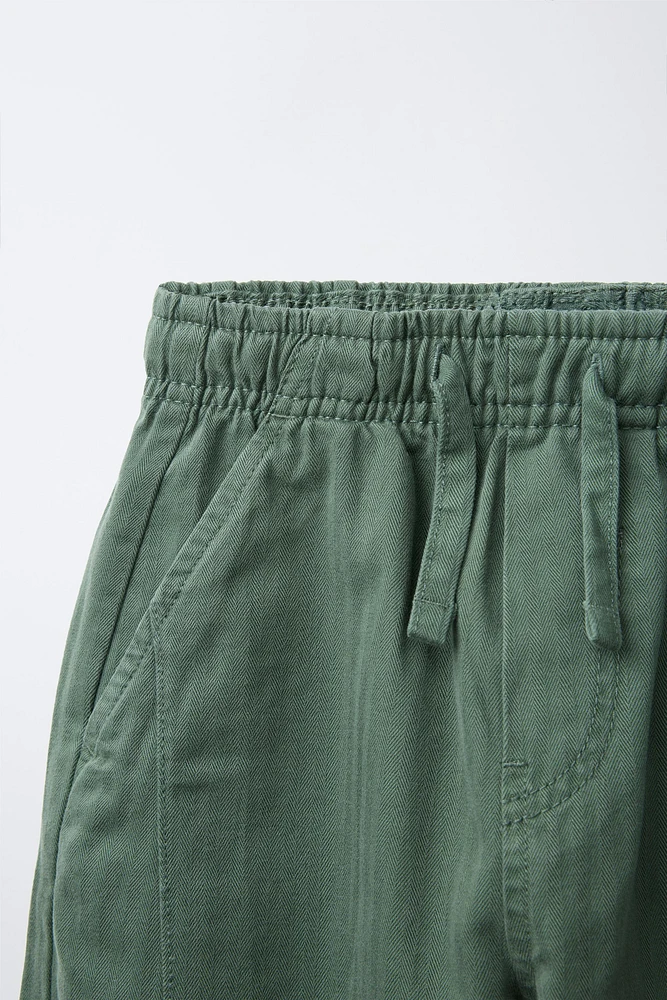 STRAIGHT LEG HERRINGBONE PANTS