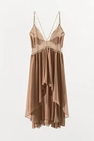 ASYMMETRIC LACE RUFFLE DRESS