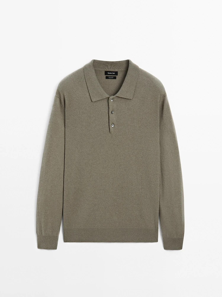 100% cashmere knit polo collar sweater