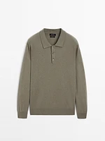 100% cashmere knit polo collar sweater