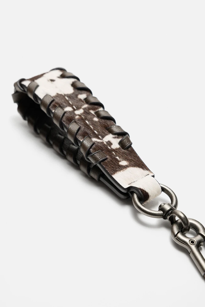 PORTE-CLÉS EN CUIR À IMPRIMÉ ANIMALIER