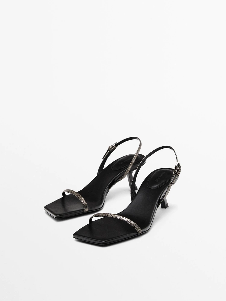Sandales talon lanières imprimé