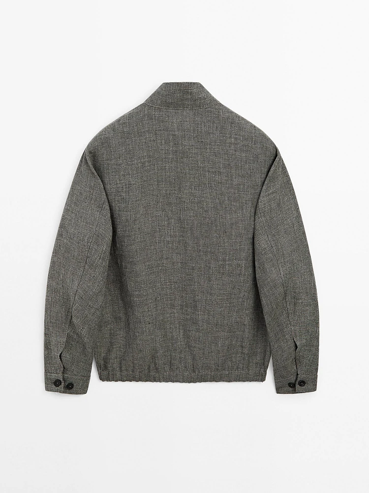 Blouson texturé délavé en lin mélangé