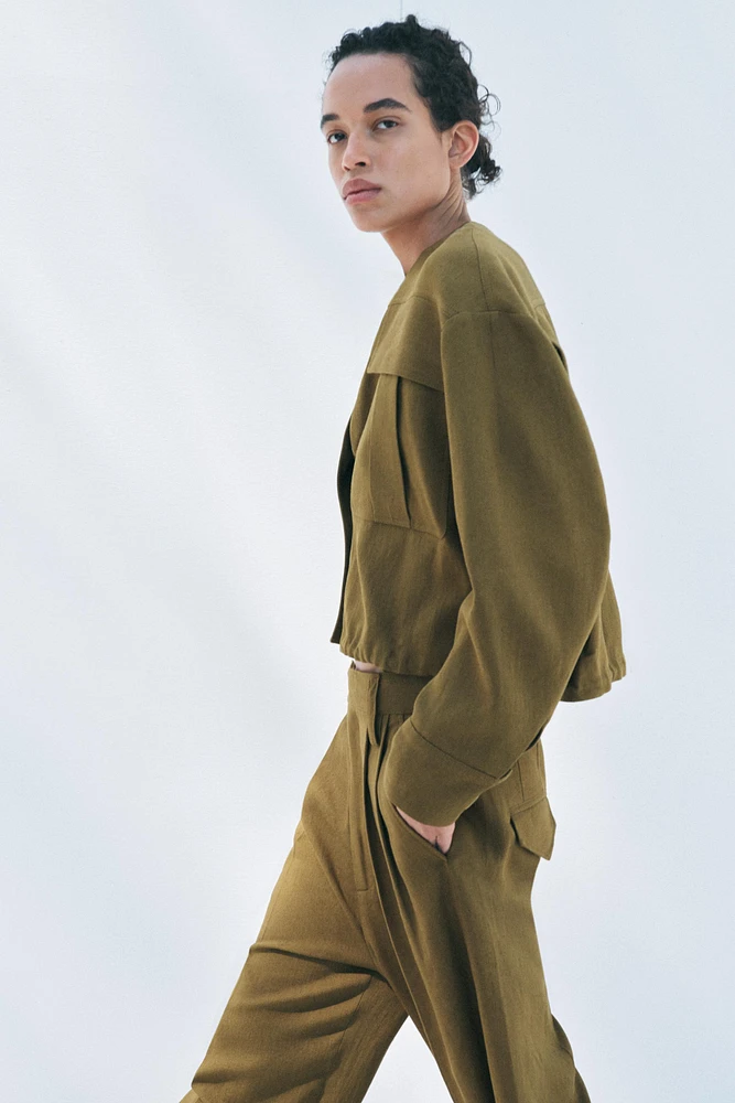 LINEN BLEND PLEATED PANTS ZW COLLECTION