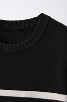 ROBE EN MAILLE À RAYURES