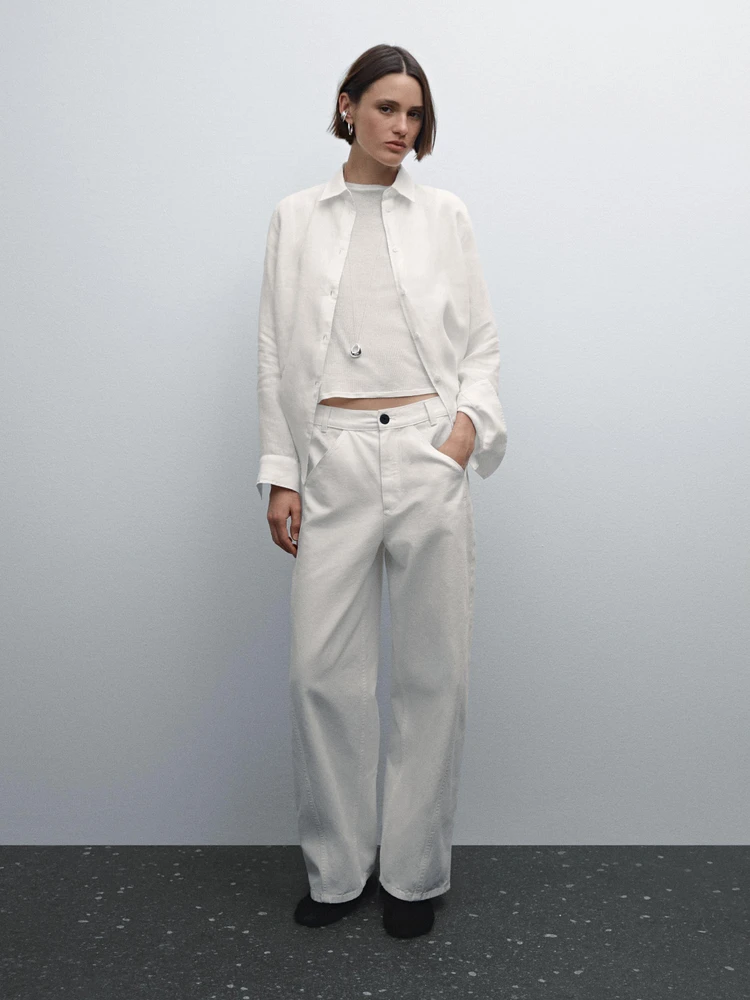 Denim trousers with seam details