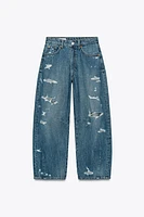 TRF MID WAIST BAGGY RIPPED BALLOON JEANS