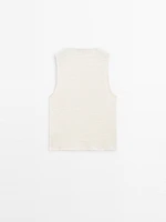 Textured cotton blend top
