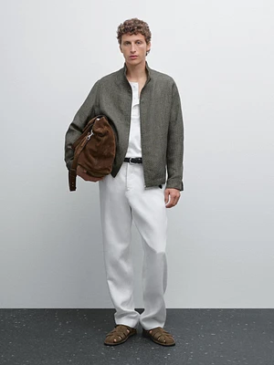 Blouson texturé délavé en lin mélangé