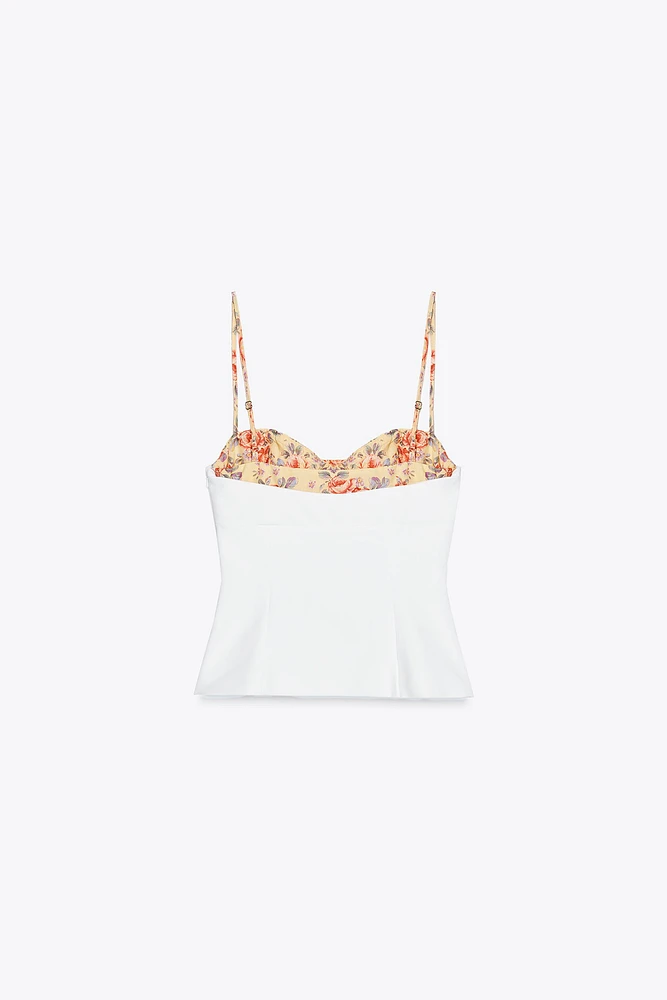 PRINTED COMBINATION STRETCH TOP