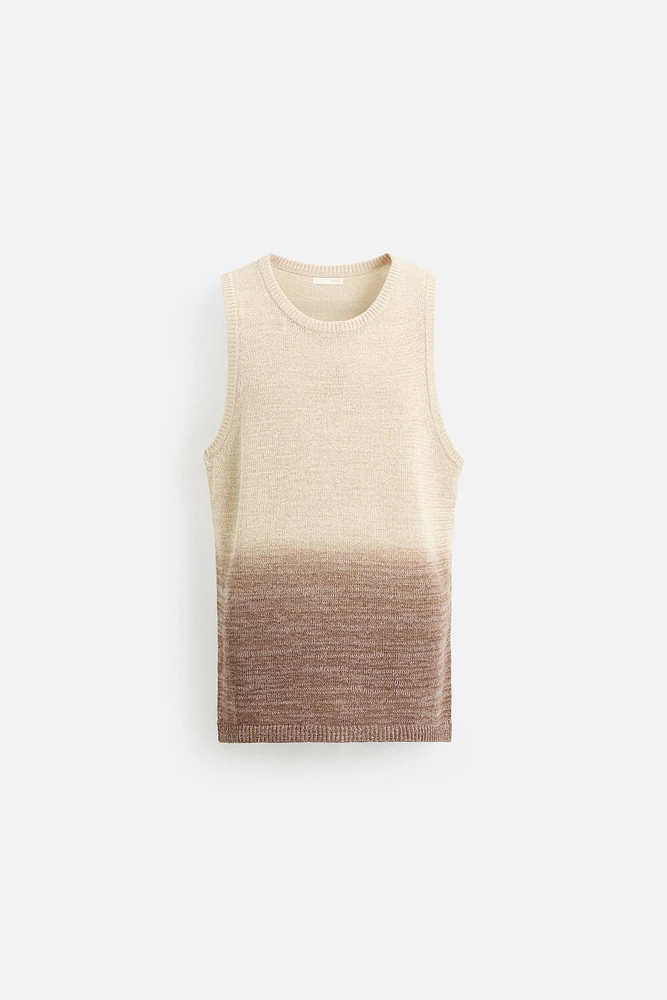 COTTON LINEN BLEND KNIT T-SHIRT
