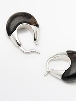 Ring earrings with natural stone