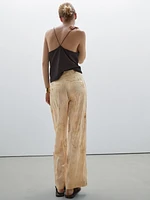 Flowing straight-leg metallic trousers