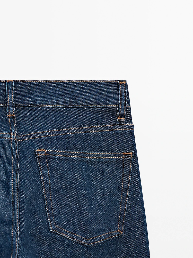 Jean bootcut taille basse en coton mélangé