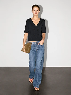 Short sleeve V-neck cardigan