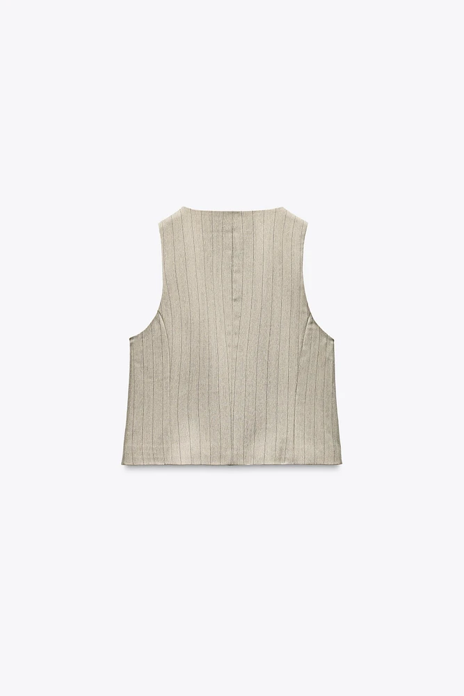 STRIPED HERRINGBONE VEST