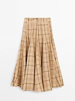 Check print godet midi skirt - STUDIO