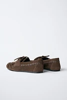 MOCASSINS EN CUIR VELOURS AVEC FRANGES