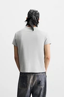 T-SHIRT CROPPED FIT STRUCTURÉ QUADRILLÉ