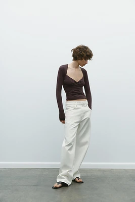 DRAPED POLYAMIDE TOP