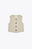 GILET RUSTIQUE EFFRANGÉ AVEC LIN
