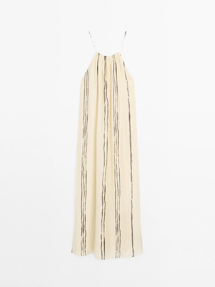 Flowing stripe print midi dress