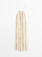 Flowing stripe print midi dress