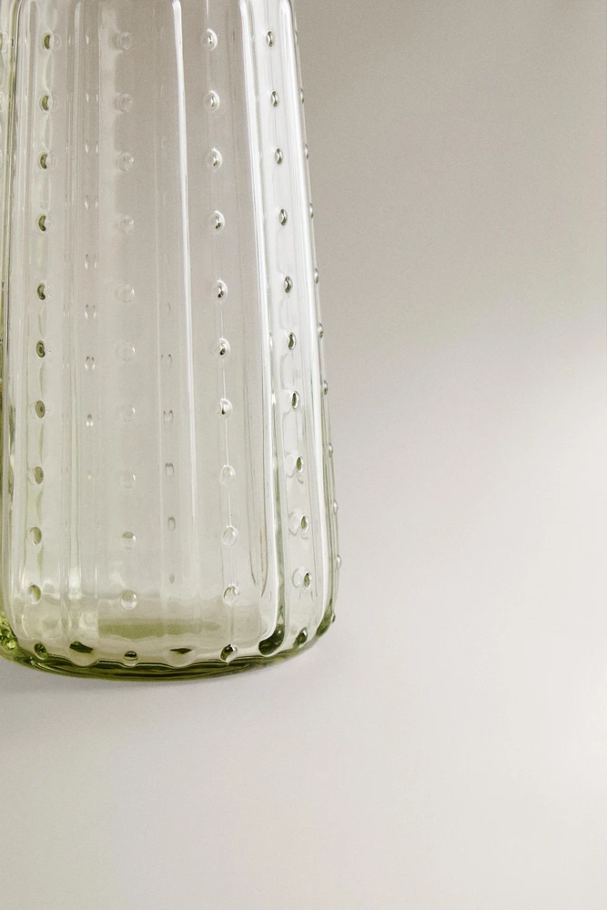 RAISED DESIGN GLASS PITCHER