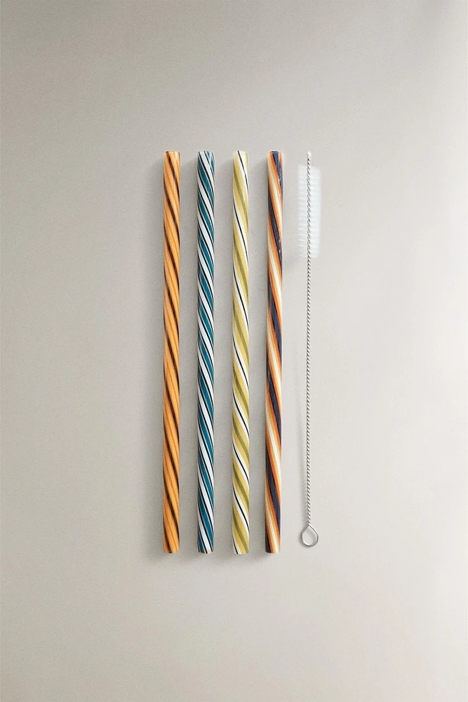 SET OF SPIRAL GLASS STRAWS (SET OF 4)