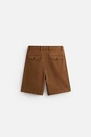 RELAXED FIT PLEATED BERMUDA SHORTS