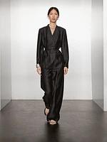 Linen blend palazzo trousers with darts