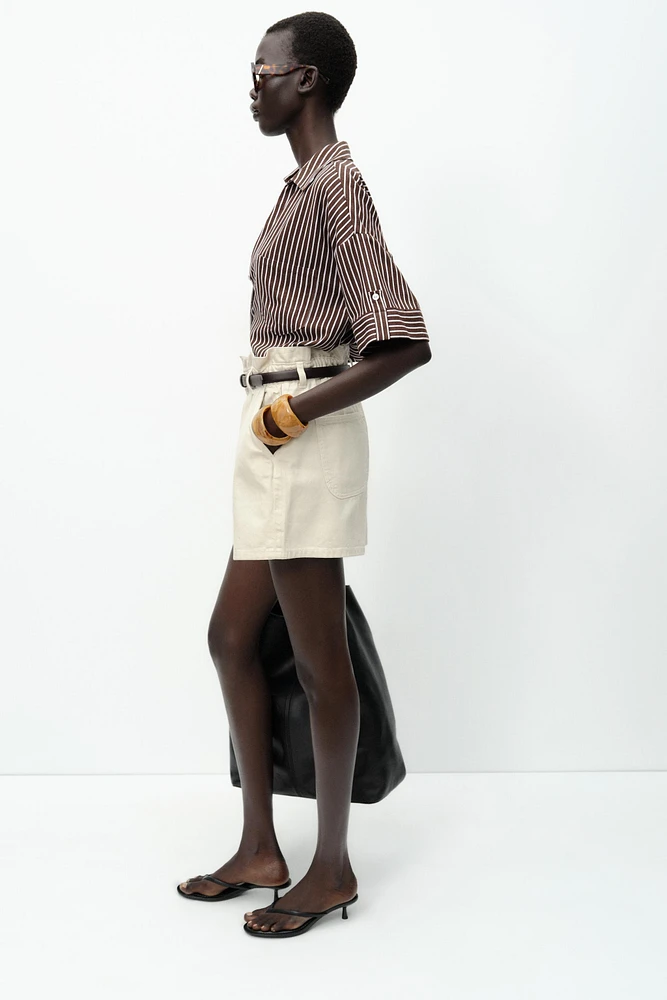 Z1975 DENIM PAPERBAG BELTED SHORTS