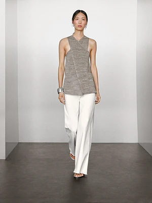 Linen blend crossover halter top