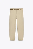 BRAIDED BELTED CHINO PANTS